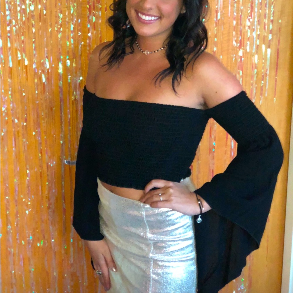 Metallic Free People Mini Skirt